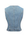 Hellblau 1970er V-Ausschnitt Denim Kurze Weste