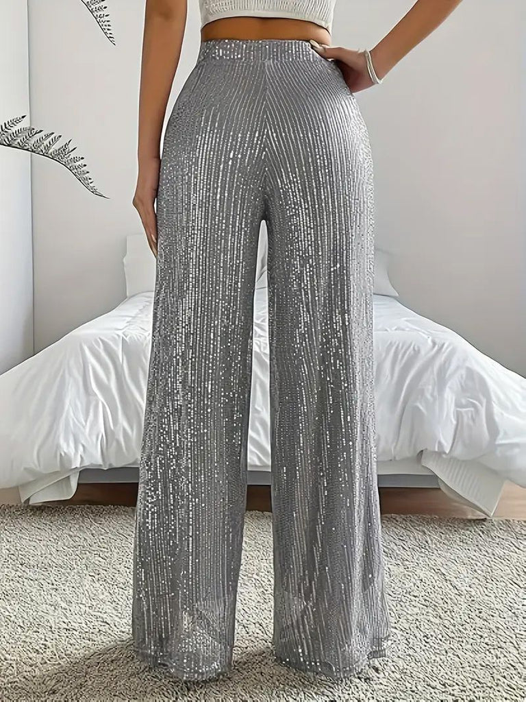 1970er Pailletten Loose Flowy Weites Bein Hosen