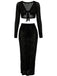 2PCS 1960er Häkel Langarm Strand Cover-Up Set