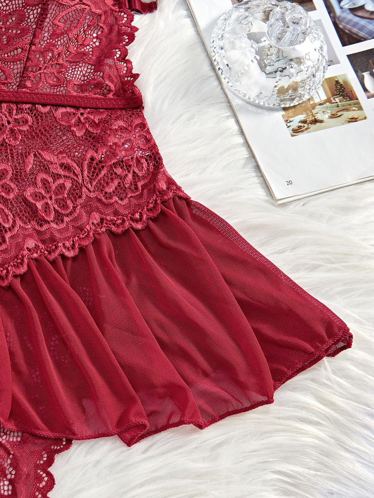 1980er Halter Spitze Dessous mit Leopard Druck Rock