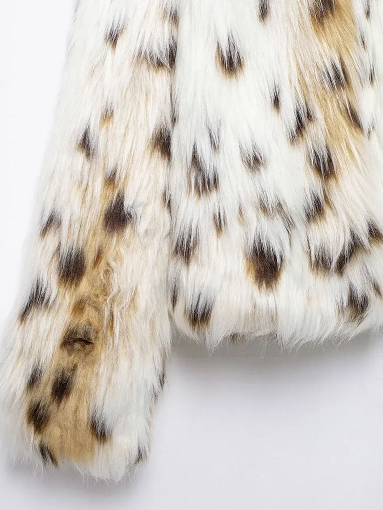 Weiß 1980er Ren Kunstpelz Jacke