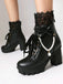 Vintage Spitze Perlen Bogen Blockabsatz Stiefel