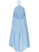 Blau 1970er Solide Mehrschichtig Chiffon Binde Babydoll Kleid