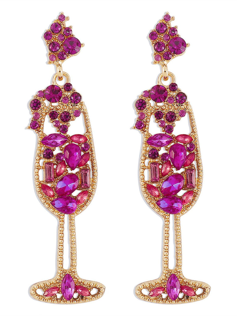 Champagner Glas Perle Edelstein Ohrringe