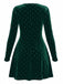 Dunkelgrün 1980er Samt Strassstein Tailliert Party Kleid