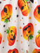 50er Halloween-Kleid mit Kürbis- und Sternmotiv sowie Blütenkragen