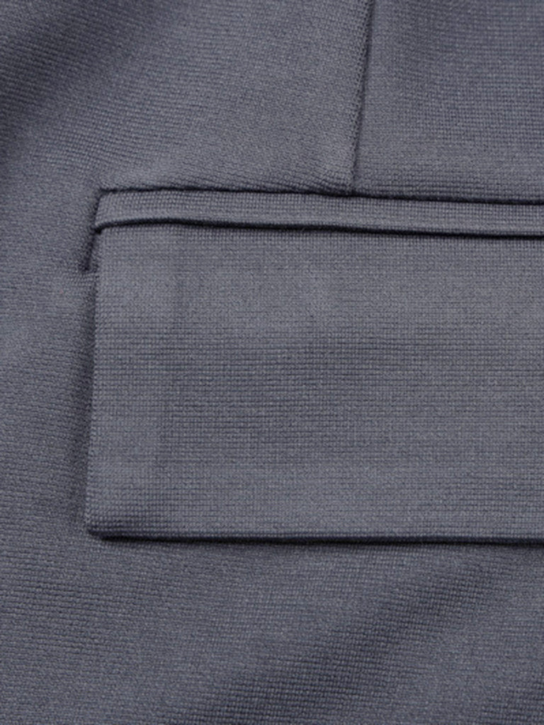 1960er Solide Langarm Faux Taschen Kleid