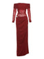 1980er Solide Schulterfrei Netz Cut-Out Durchsichtig Kleid