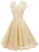 1950er Solide V-Ausschnitt Ärmellos Spitze Kleid