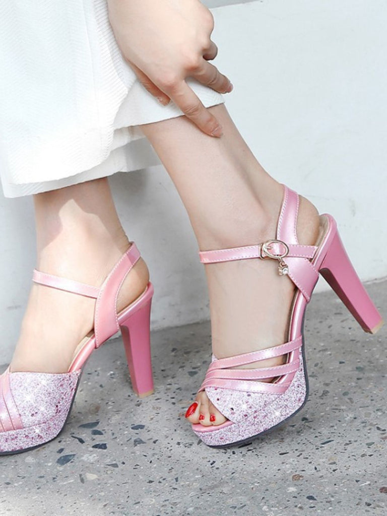 Funkeln PU Leder High Heel Sandalen