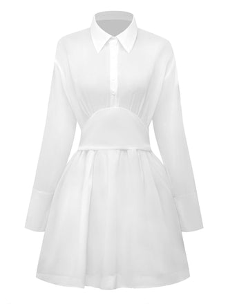 1960er Solide Durchsichtig Hemd Kleid