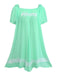 Grün 1970er Spitze Puffärmel Babydoll Kleid