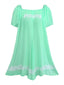 Grün 1970er Spitze Puffärmel Babydoll Kleid
