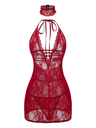 1980er V-Ausschnitt Rückenfrei Sexy Spitze Träger Nachthemd