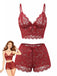 1960er Spaghetti Träger Spitze Blumen Bogen Pyjama Set