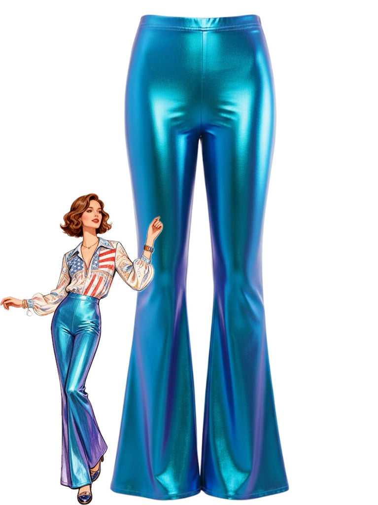 1970er Solide Laser Metallisch Eng Bootcut Hose