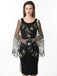 1920er Quaste Pailletten Netz Blumen Cape