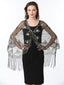 Gold 1920er Quaste Pailletten Netz Geometrische Muster Cape