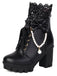 Vintage Spitze Perlen Bogen Blockabsatz Stiefel