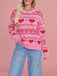 1980er Herz Muster Valentinstag Pullover