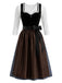 Schwarzes & Weißes 50er Kleid mit Herzausschnitt und Besatz