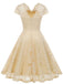 1950er Solide V-Ausschnitt Ärmellos Spitze Kleid