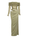 Schwarz 1980er Solide Schulterfrei Netz Cut-Out Durchsichtig Kleid