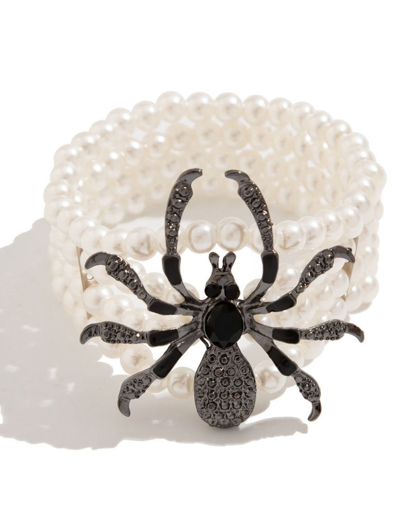 Vintage Halloween Spinne Kunstperle Armband