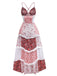 Multicolor 1930er Steppdecke Blumen Rüschen Träger Kleid