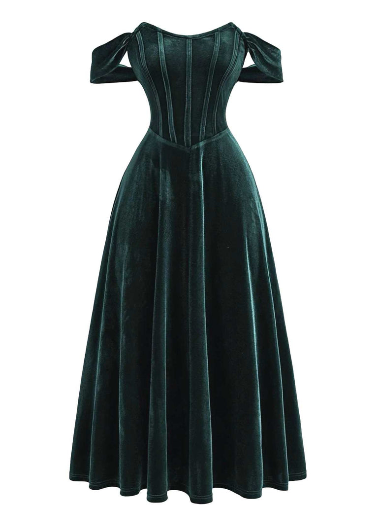 Weinrot 1930er Samt Korsett Formal Kleid