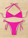 1960er Solide Gerafft Halter Schnürung Bikini Set