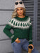 Grün 1980er Weihnachtsbaum Fair Isle Pullover