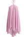 Blau 1970er Solide Mehrschichtig Chiffon Binde Babydoll Kleid
