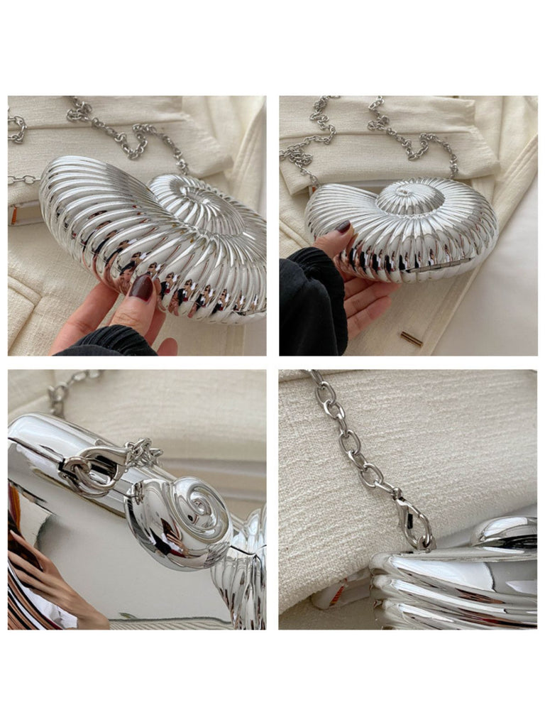 Metallisch Muschel Clutch Kettentasche