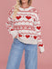 1980er Herz Muster Valentinstag Pullover