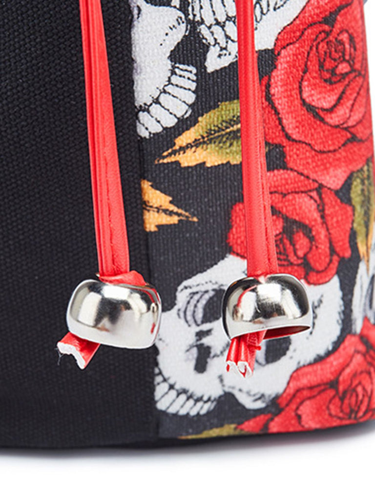 Vintage Punk Schädel & Rose Drucken Handtasche