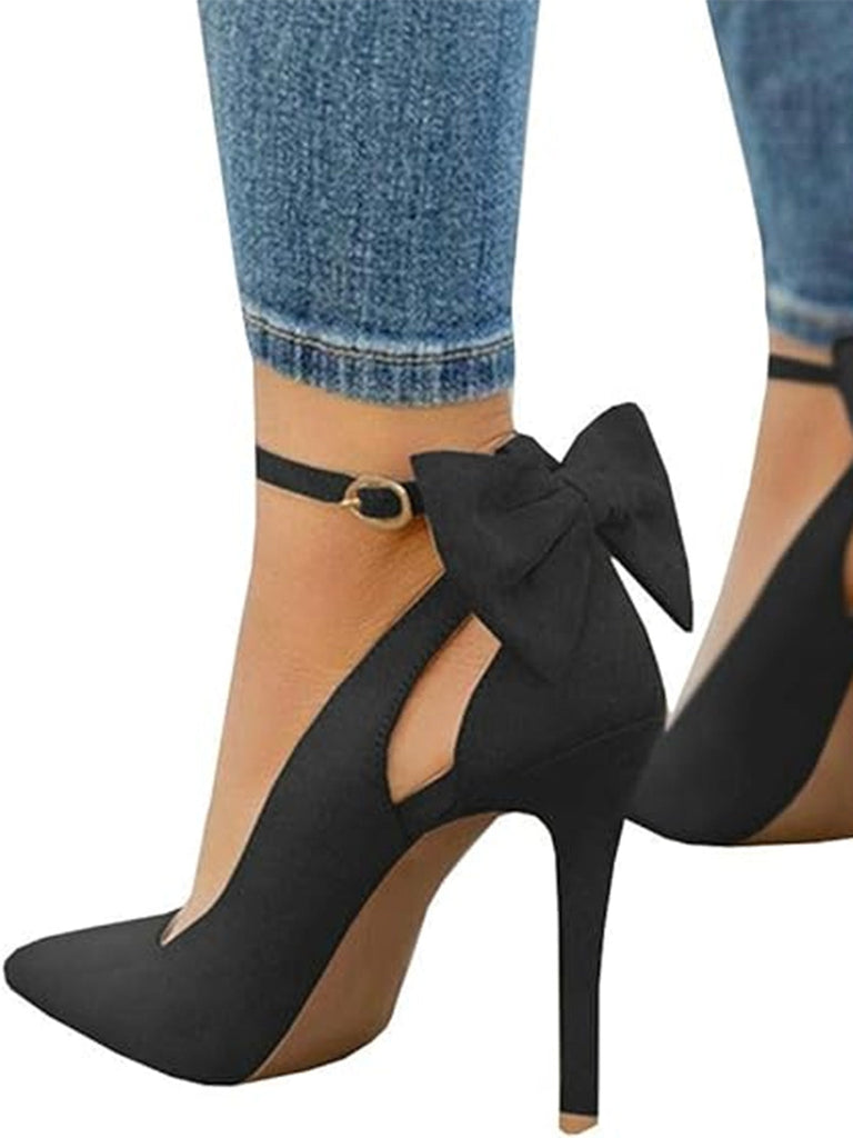 Wildleder Bogen Knöchel Riemen Spitz Zehe Hoch Absatz Schuhe