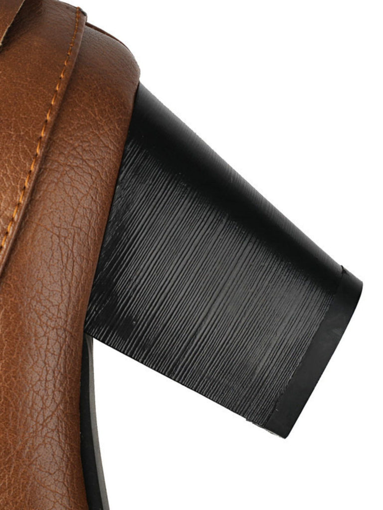 Vintage Genietet Schnalle Wadenmitte Stiefel