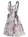 1950er Träger Blumen Schmetterlinge Schnürung Korsett Kleid