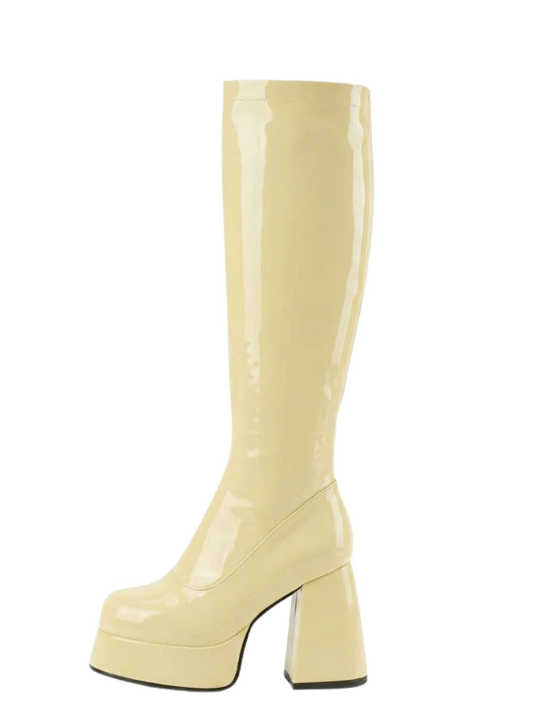 Plateau-Stiefeletten mit runder Spitze und Blockabsatz
