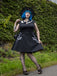 [Übergröße] Schwarz 1950er Halloween Fledermaus Swing Kleid