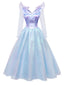 Blau 1950er Böse Hexe Netz Kleid