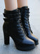 Solide Leder Spitze High Heels Stiefel