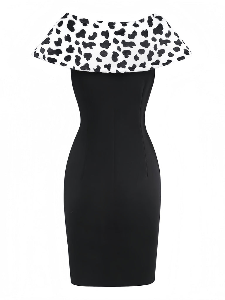 2PCS Weiß & Schwarz 1960er Cruella Dalmatian Kleid & Cape