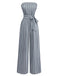 Grau 1930er Trägerlos Streifen Gegürtet Jumpsuit