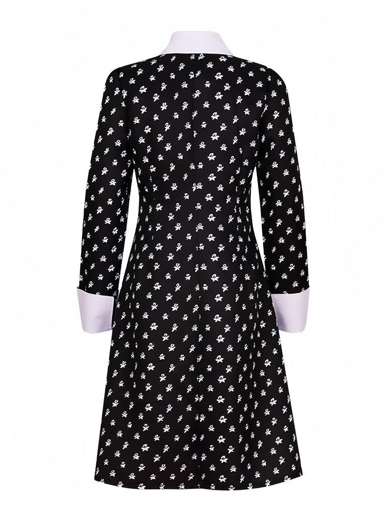 [Vorverkauf] Schwarz 1940er Wednesday Kostüm Mittwoch Addams-Stil Kleid