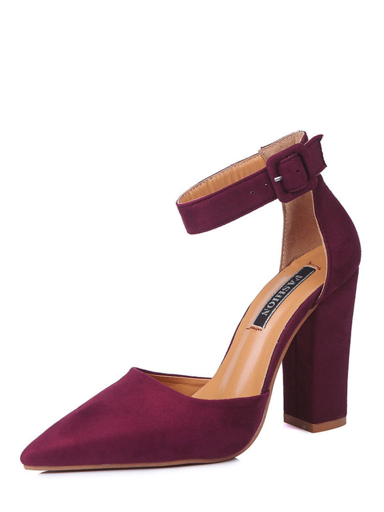 Wildleder Spitze Zehen Knöchel Riemen Hoch Absatz Pumps
