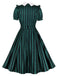 Grün 1950er Streifen Peter Pan Kragen Swing Kleid