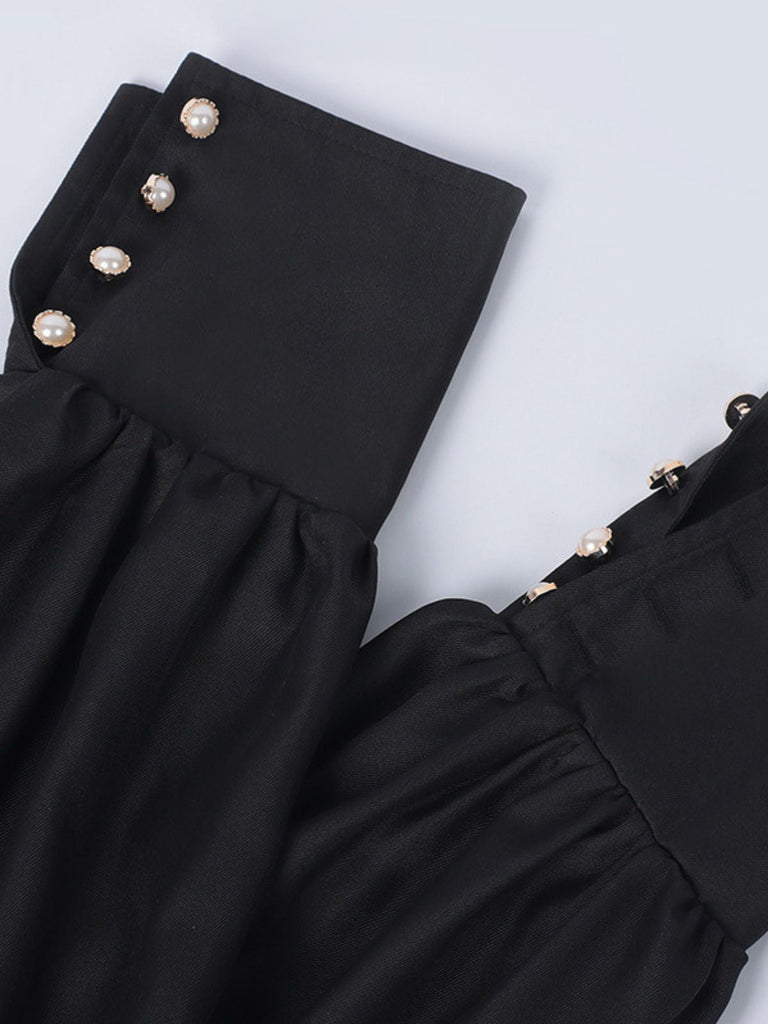 Schwarz 1940er Nonnen-Stil Kreuz Halskette Kleid