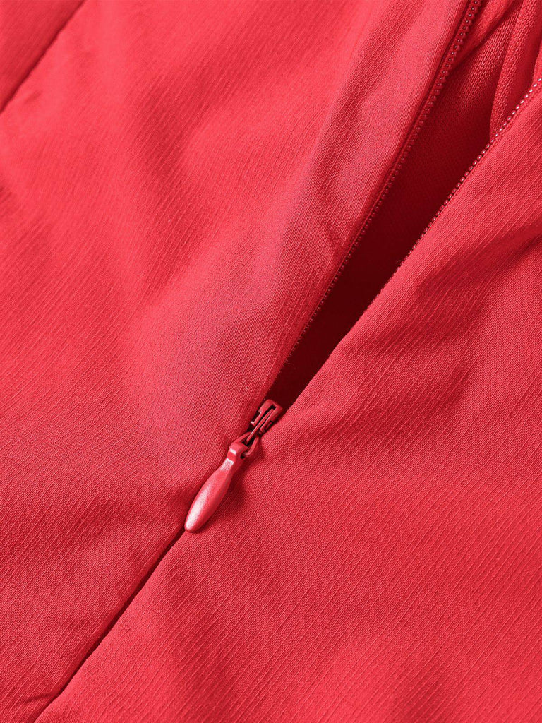 1960er Rückenfrei Schnürung Plissiertes Midi Kleid